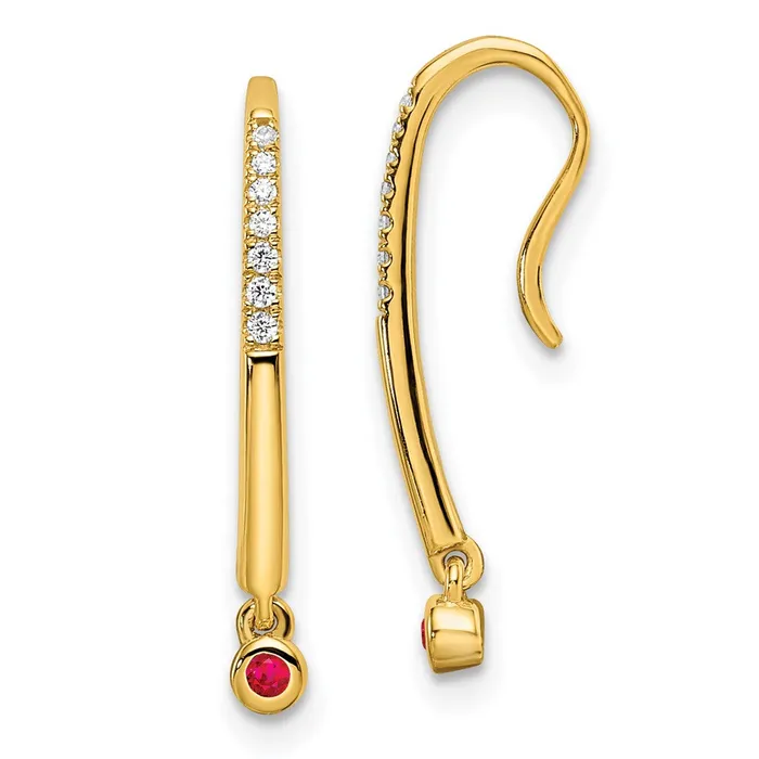 14k Polished Diamond and Ruby Drop Wire EarringsWBCEM8380RU006YA WB Choice Jewelry Earrings 14k Polished Diamond and Ruby Drop Wire EarringsWBCEM8380RU006YA WB Choice Jewelry Earrings