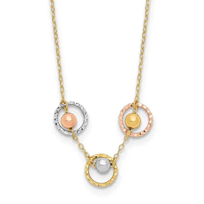 14K TriColor Polished DC 3 Circle Beads NecklaceWBCSF291618 WB Choice Jewelry Necklaces 14K TriColor Polished DC 3 Circle Beads NecklaceWBCSF291618 WB Choice Jewelry Necklaces