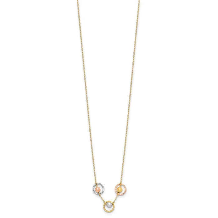 14K TriColor Polished DC 3 Circle Beads NecklaceWBCSF291618 WB Choice Jewelry Necklaces 14K TriColor Polished DC 3 Circle Beads NecklaceWBCSF291618 WB Choice Jewelry Necklaces