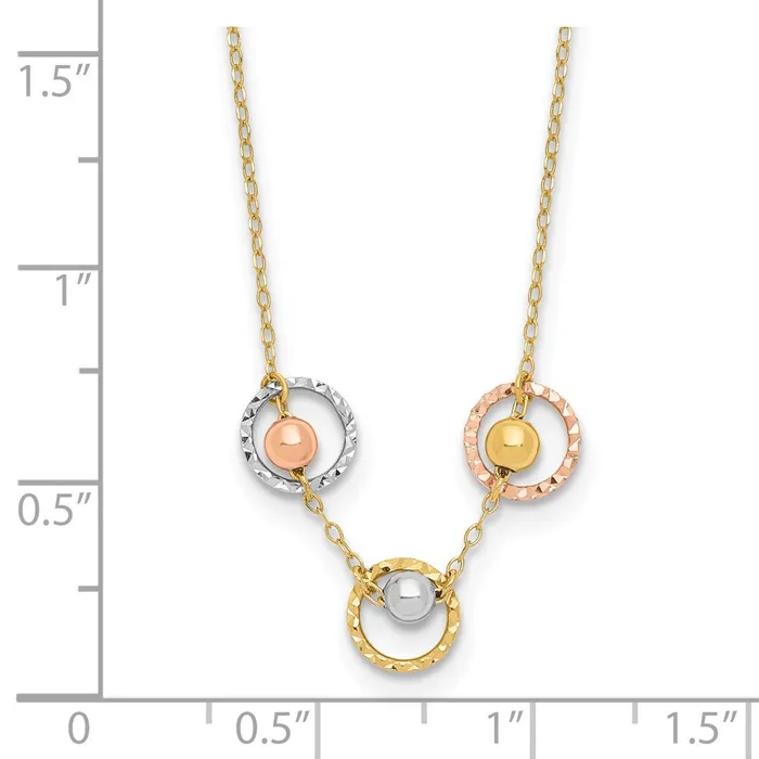 14K TriColor Polished DC 3 Circle Beads NecklaceWBCSF291618 WB Choice Jewelry Necklaces 14K TriColor Polished DC 3 Circle Beads NecklaceWBCSF291618 WB Choice Jewelry Necklaces