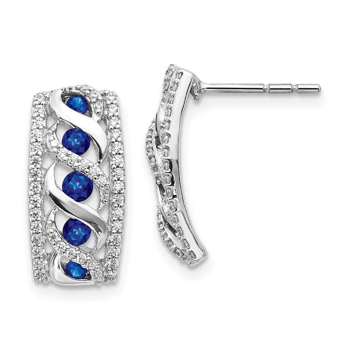 14k White Gold Diamond and Sapphire Fancy EarringsWBCEM3848SA033WA WB Choice Jewelry Earrings 14k White Gold Diamond and Sapphire Fancy EarringsWBCEM3848SA033WA WB Choice Jewelry Earrings