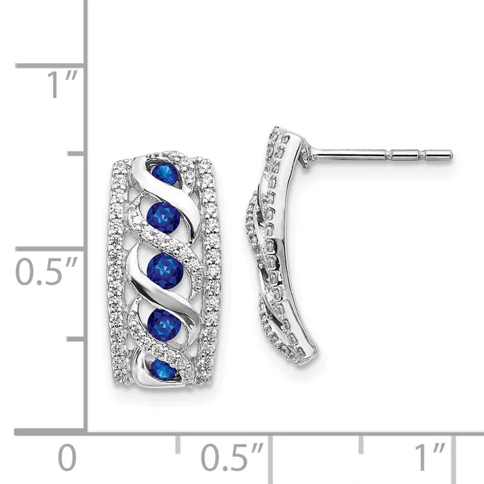 14k White Gold Diamond and Sapphire Fancy EarringsWBCEM3848SA033WA WB Choice Jewelry Earrings 14k White Gold Diamond and Sapphire Fancy EarringsWBCEM3848SA033WA WB Choice Jewelry Earrings