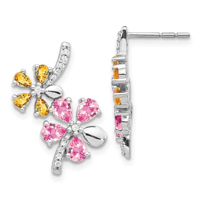 14k White Gold DiamondCitrinePink Tourmaline Flower EarringsWBCEM4380012WA WB Choice Jewelry Earrings 14k White Gold DiamondCitrinePink Tourmaline Flower EarringsWBCEM4380012WA WB Choice Jewelry Earrings