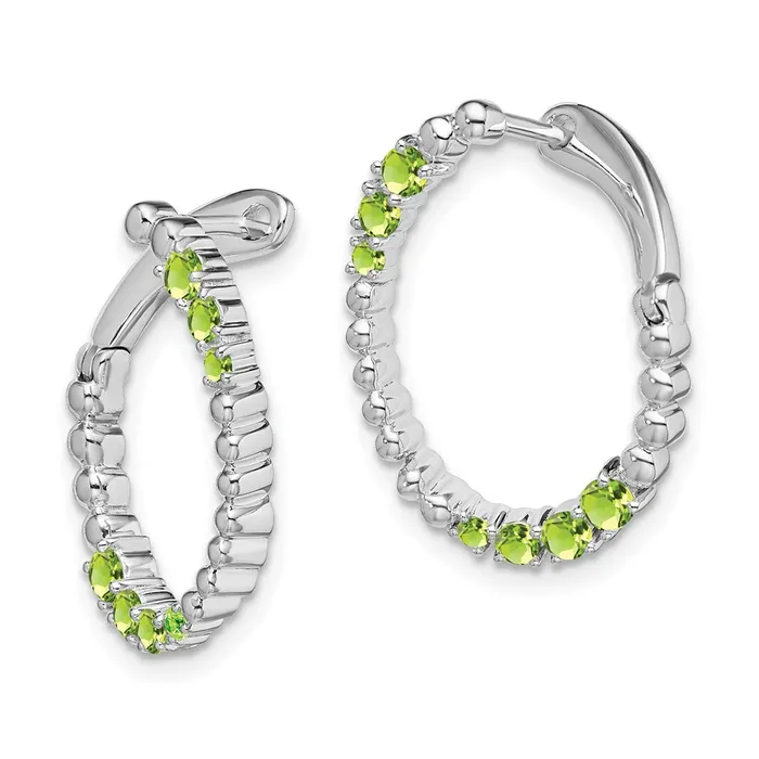 14k White Gold Peridot Oval Hoop EarringsWBCEM7460PEW WB Choice Jewelry Earrings 14k White Gold Peridot Oval Hoop EarringsWBCEM7460PEW WB Choice Jewelry Earrings