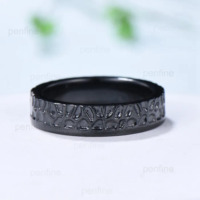 Black Gold Moissanite Men Wedding Band Baguette Hammer Mens Wedding Ring Solitaire 5mm Stacking Matching Band Retro Vintage Gift PENFINE Rings Black Gold Moissanite Men Wedding Band Baguette Hammer Mens Wedding Ring Solitaire 5mm Stacking Matching Band Retro Vintage Gift PENFINE Rings