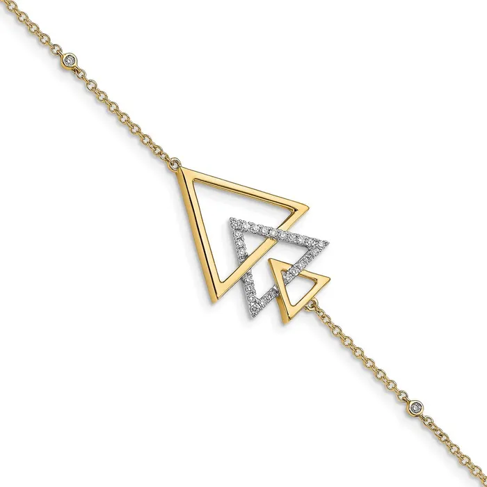 Bracelets WB Choice Jewelry 14k Polished Triple Stacked Triangle Diamond 7in BraceletWBCBM6834016YA Bracelets WB Choice Jewelry 14k Polished Triple Stacked Triangle Diamond 7in BraceletWBCBM6834016YA