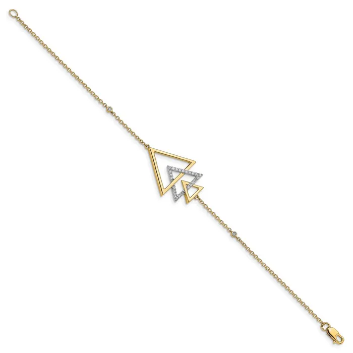 Bracelets WB Choice Jewelry 14k Polished Triple Stacked Triangle Diamond 7in BraceletWBCBM6834016YA Bracelets WB Choice Jewelry 14k Polished Triple Stacked Triangle Diamond 7in BraceletWBCBM6834016YA