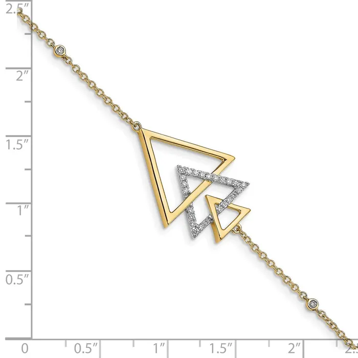 Bracelets WB Choice Jewelry 14k Polished Triple Stacked Triangle Diamond 7in BraceletWBCBM6834016YA Bracelets WB Choice Jewelry 14k Polished Triple Stacked Triangle Diamond 7in BraceletWBCBM6834016YA