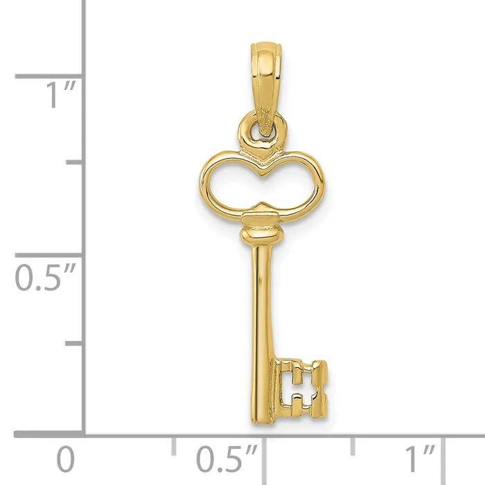 Charm Necklaces WB Choice Jewelry 10K Polished 3D Key CharmWBC10C2940 Charm Necklaces WB Choice Jewelry 10K Polished 3D Key CharmWBC10C2940