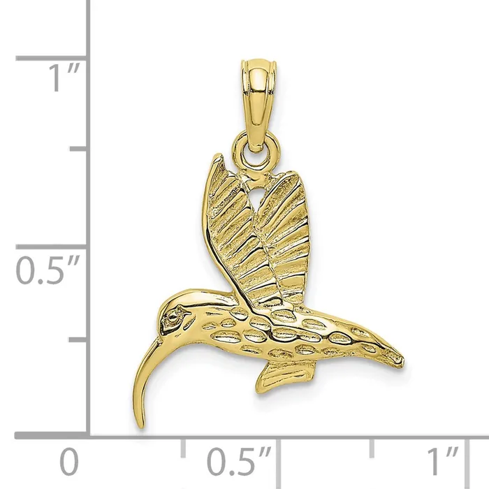 Charm Necklaces WB Choice Jewelry 10K Textured Hummingbird Flying CharmWBC10K6447 Charm Necklaces WB Choice Jewelry 10K Textured Hummingbird Flying CharmWBC10K6447