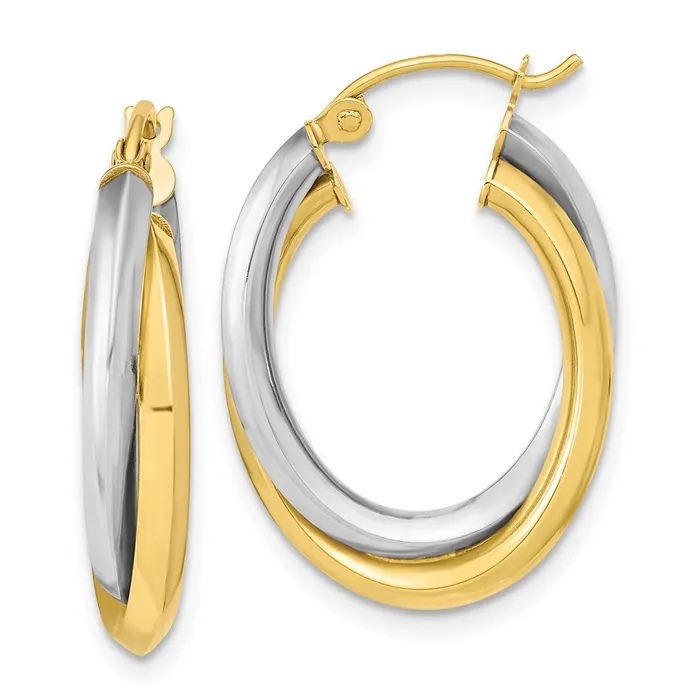 Earrings 10k Twotone Polished Double Oval Hoop EarringsWBC10ER285 WB Choice Jewelry Earrings 10k Twotone Polished Double Oval Hoop EarringsWBC10ER285 WB Choice Jewelry