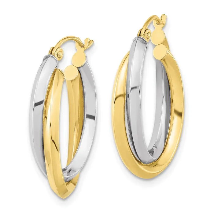 Earrings 10k Twotone Polished Double Oval Hoop EarringsWBC10ER285 WB Choice Jewelry Earrings 10k Twotone Polished Double Oval Hoop EarringsWBC10ER285 WB Choice Jewelry