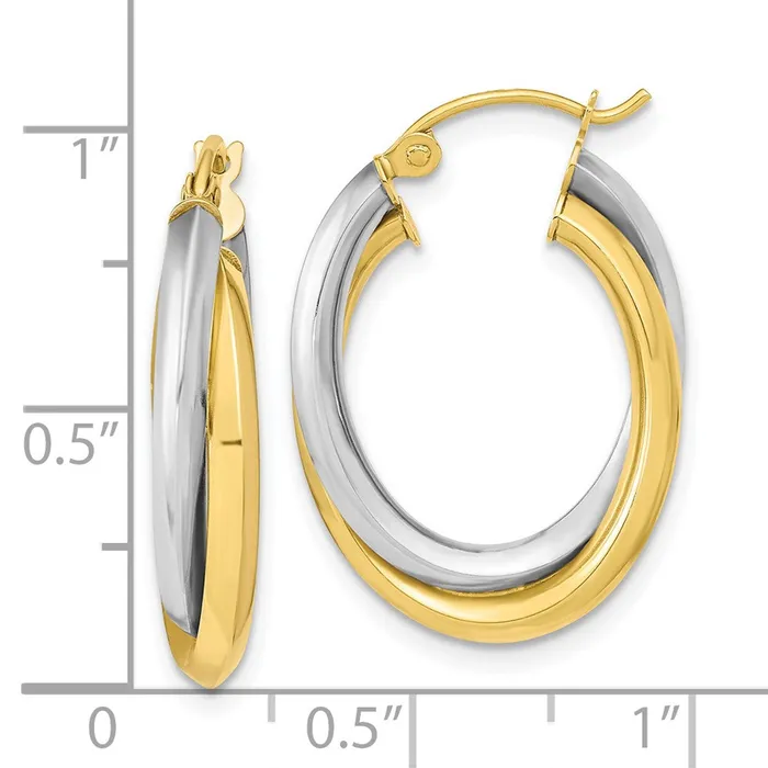 Earrings 10k Twotone Polished Double Oval Hoop EarringsWBC10ER285 WB Choice Jewelry Earrings 10k Twotone Polished Double Oval Hoop EarringsWBC10ER285 WB Choice Jewelry