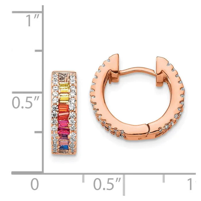 Earrings Sterling Silver Rose 14k Flashplated Colorful CZ Small Hoop EarringsWBCQE14451RP WB Choice Jewelry Earrings Sterling Silver Rose 14k Flashplated Colorful CZ Small Hoop EarringsWBCQE14451RP WB Choice Jewelry