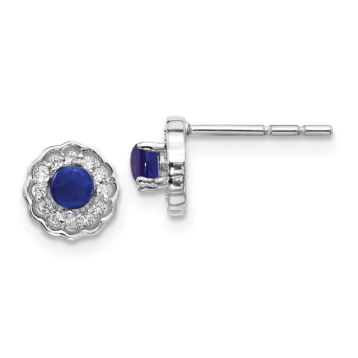 Earrings WB Choice Jewelry 14k White Gold Diamond and Cabochon Sapphire EarringsWBCEM4032SA010WA Earrings WB Choice Jewelry 14k White Gold Diamond and Cabochon Sapphire EarringsWBCEM4032SA010WA