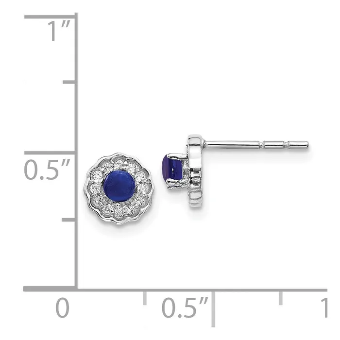 Earrings WB Choice Jewelry 14k White Gold Diamond and Cabochon Sapphire EarringsWBCEM4032SA010WA Earrings WB Choice Jewelry 14k White Gold Diamond and Cabochon Sapphire EarringsWBCEM4032SA010WA