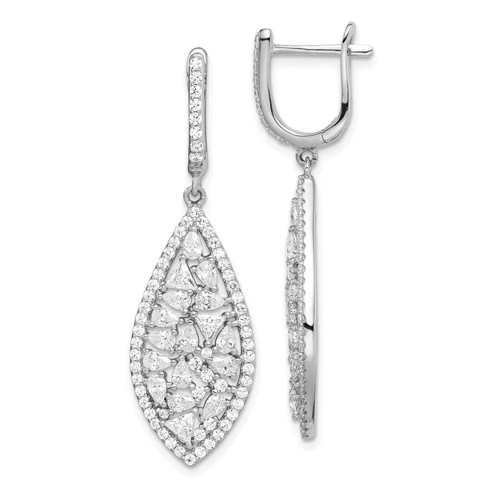 Earrings WB Choice Jewelry Sterling Silver Rhodplated Geometric CZ Leverback Dangle EarringsWBCQE15327 Earrings WB Choice Jewelry Sterling Silver Rhodplated Geometric CZ Leverback Dangle EarringsWBCQE15327