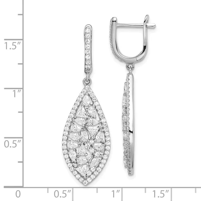 Earrings WB Choice Jewelry Sterling Silver Rhodplated Geometric CZ Leverback Dangle EarringsWBCQE15327 Earrings WB Choice Jewelry Sterling Silver Rhodplated Geometric CZ Leverback Dangle EarringsWBCQE15327