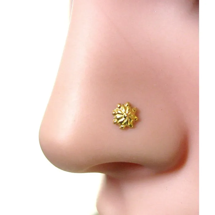 Ethnic Indian Style Floral sterling Silver Gold Plated Nose Stud Push Pin Karizma Jewels Earrings