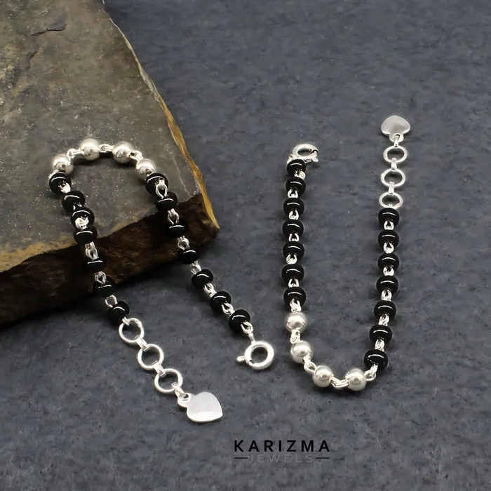Karizma Jewels 925 Real Silver gifting Black Beads Nazariya new born kids Bracelet cum Anklet 5 Bracelets Karizma Jewels 925 Real Silver gifting Black Beads Nazariya new born kids Bracelet cum Anklet 5 Bracelets