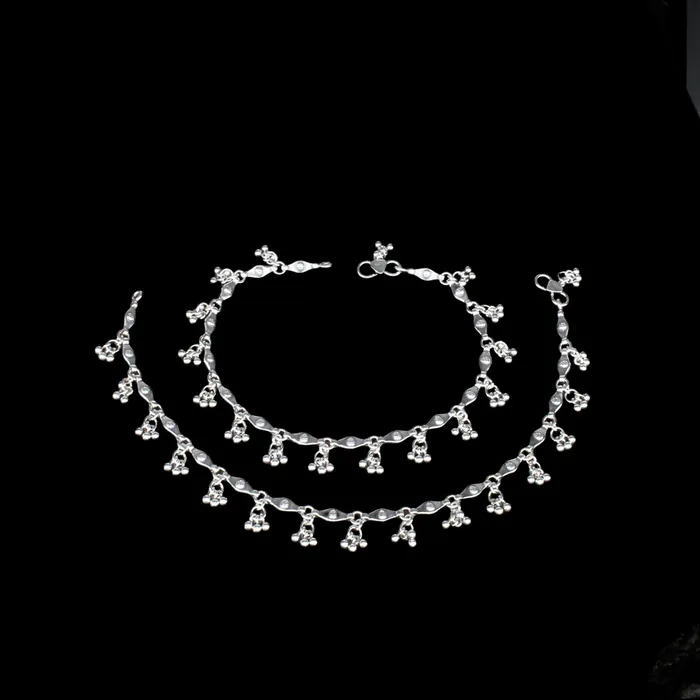 Karizma Jewels Rings Indian women Excellent gifting 925 Sterling Silver Antique Oxidised Anklets Pair 10