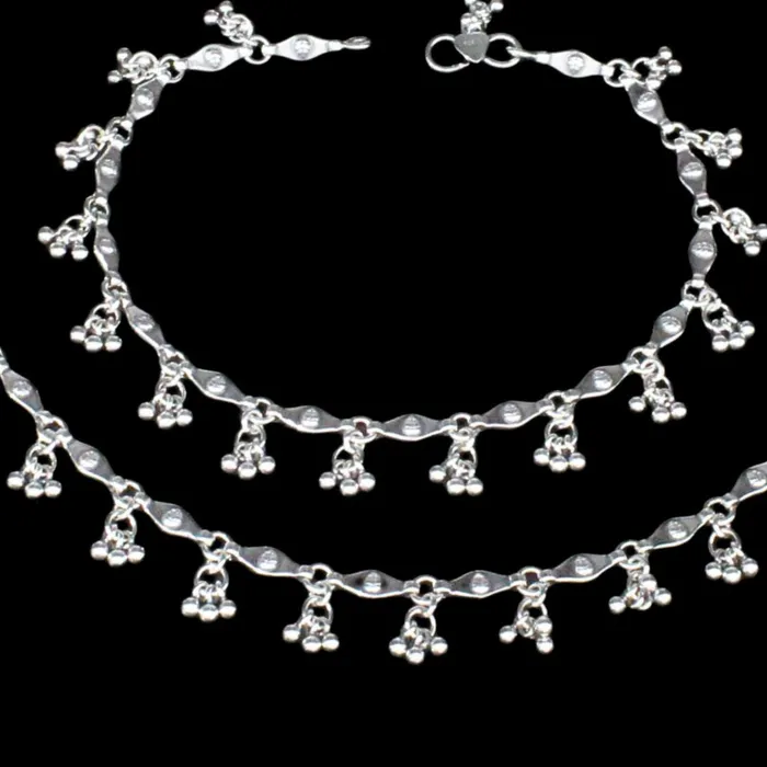 Karizma Jewels Rings Indian women Excellent gifting 925 Sterling Silver Antique Oxidised Anklets Pair 10