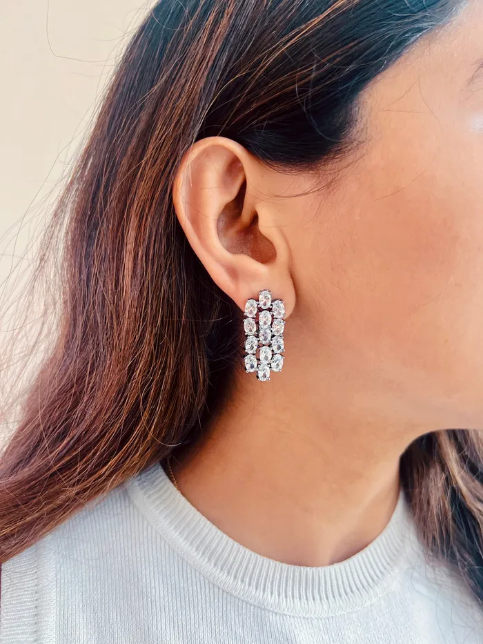 Kate Gunmetal Finish Diamonte Set Includes Earrings Choker PRERTO ECOMMERCE PRIVATE LIMITED Earrings