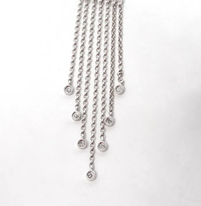 Necklaces 14k White Gold Diamond Ruby Onyx Double Drop Chain Pendant Necklace Vintage by Misty