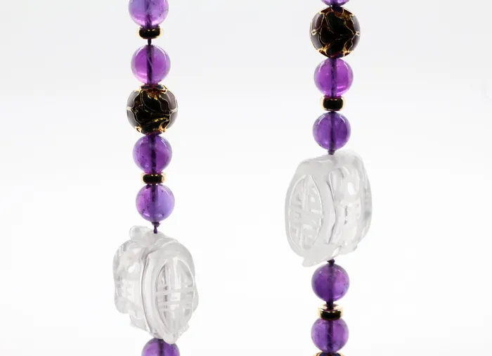 Necklaces Estate 14KY 8 mm Amethyst and colorless Quartz necklace 30 FULLERS PURCHASE FROM PUBLIC Necklaces Estate 14KY 8 mm Amethyst and colorless Quartz necklace 30 FULLERS PURCHASE FROM PUBLIC