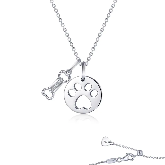 Necklaces Paw Print Dog Bone Necklace Lafonn