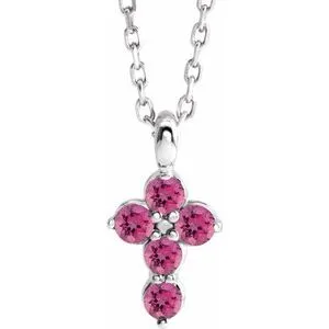 Necklaces Platinum Pink Tourmaline Cross 1618 NecklaceR42363748PSTWBC WB Choice Jewelry Necklaces Platinum Pink Tourmaline Cross 1618 NecklaceR42363748PSTWBC WB Choice Jewelry