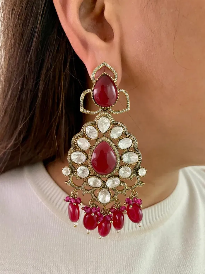 Necklaces PRERTO ECOMMERCE PRIVATE LIMITED Rohi Ruby Kundan Polki Statement Necklace Set Necklace Earrings