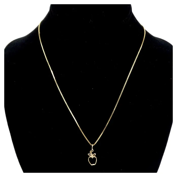 Necklaces Vintage by Misty 14K Solid Gold Apple Pendent Necklace