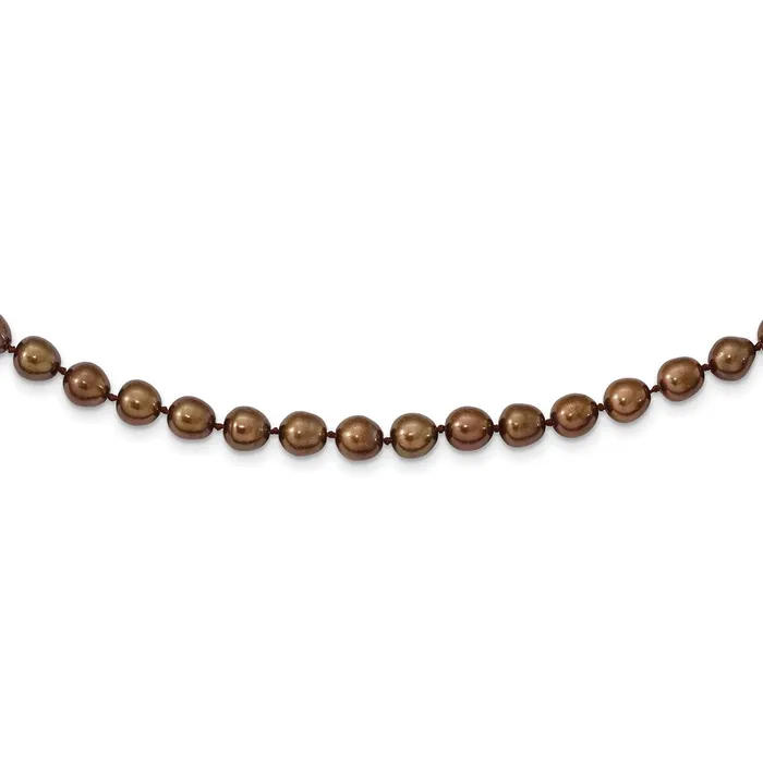 Necklaces WB Choice Jewelry 14k 78mm Coffee Brown Rice Freshwater Cultured Pearl NecklaceWBCXF43120 Necklaces WB Choice Jewelry 14k 78mm Coffee Brown Rice Freshwater Cultured Pearl NecklaceWBCXF43120