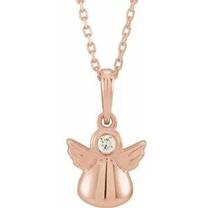 Necklaces WB Choice Jewelry 14K Rose 03 CT Diamond Youth Angel 15 Necklace 86735603PSTWBC Necklaces WB Choice Jewelry 14K Rose 03 CT Diamond Youth Angel 15 Necklace 86735603PSTWBC