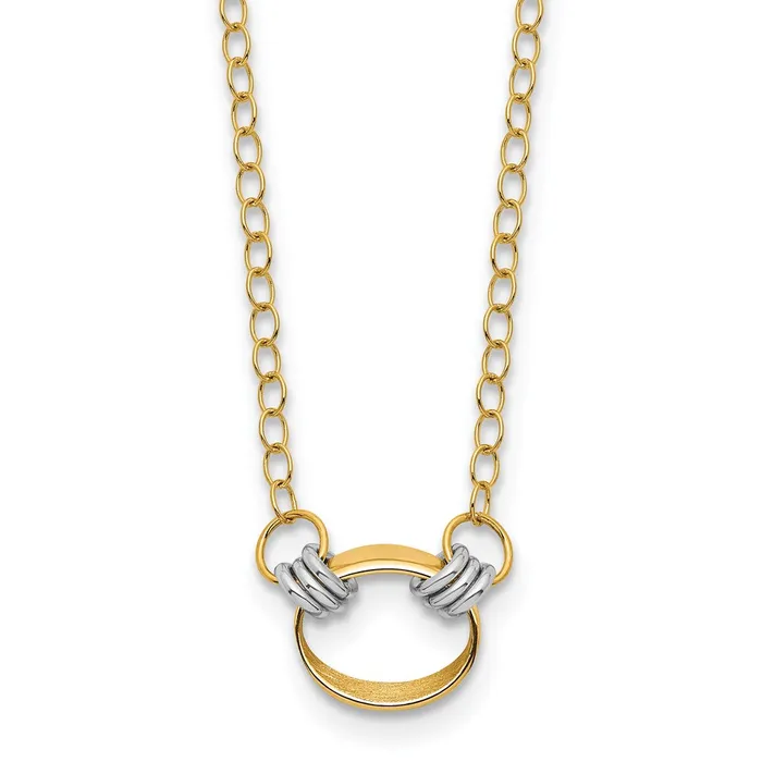 Necklaces WB Choice Jewelry 14K Twotone Polished and Satin Circle NecklaceWBCSF290517 Necklaces WB Choice Jewelry 14K Twotone Polished and Satin Circle NecklaceWBCSF290517