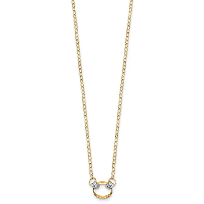 Necklaces WB Choice Jewelry 14K Twotone Polished and Satin Circle NecklaceWBCSF290517 Necklaces WB Choice Jewelry 14K Twotone Polished and Satin Circle NecklaceWBCSF290517