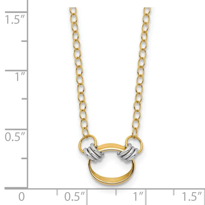 Necklaces WB Choice Jewelry 14K Twotone Polished and Satin Circle NecklaceWBCSF290517 Necklaces WB Choice Jewelry 14K Twotone Polished and Satin Circle NecklaceWBCSF290517