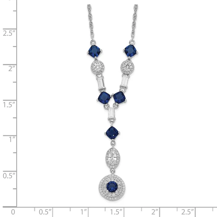 Necklaces WB Choice Jewelry Cheryl M SS Rhodiumplated Lab Blue Glass And CZ NecklaceWBCQCM152218 Necklaces WB Choice Jewelry Cheryl M SS Rhodiumplated Lab Blue Glass And CZ NecklaceWBCQCM152218