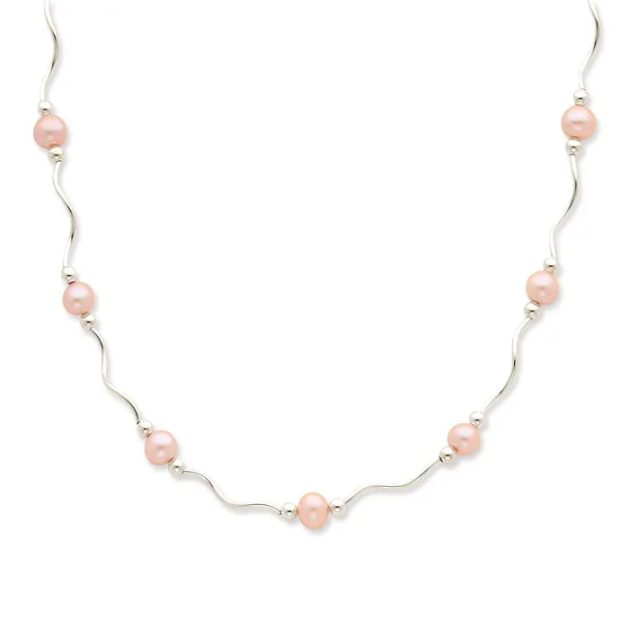 Necklaces WB Choice Jewelry Sterling Silver Rhplated 67mm Pink FW Cultured Pearl NecklaceWBCQH474218 Necklaces WB Choice Jewelry Sterling Silver Rhplated 67mm Pink FW Cultured Pearl NecklaceWBCQH474218