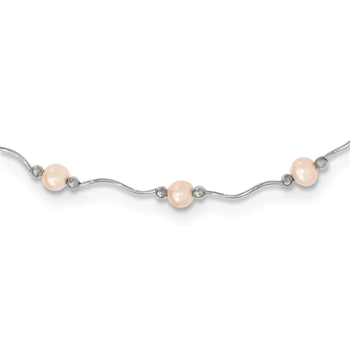 Necklaces WB Choice Jewelry Sterling Silver Rhplated 67mm Pink FW Cultured Pearl NecklaceWBCQH474218 Necklaces WB Choice Jewelry Sterling Silver Rhplated 67mm Pink FW Cultured Pearl NecklaceWBCQH474218