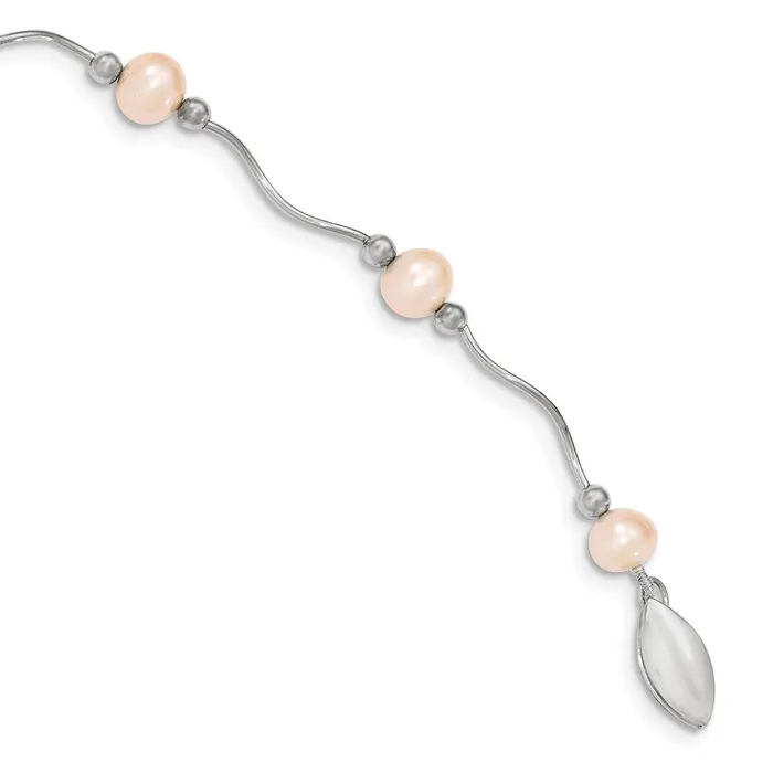 Necklaces WB Choice Jewelry Sterling Silver Rhplated 67mm Pink FW Cultured Pearl NecklaceWBCQH474218 Necklaces WB Choice Jewelry Sterling Silver Rhplated 67mm Pink FW Cultured Pearl NecklaceWBCQH474218