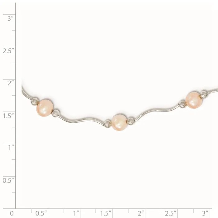Necklaces WB Choice Jewelry Sterling Silver Rhplated 67mm Pink FW Cultured Pearl NecklaceWBCQH474218 Necklaces WB Choice Jewelry Sterling Silver Rhplated 67mm Pink FW Cultured Pearl NecklaceWBCQH474218