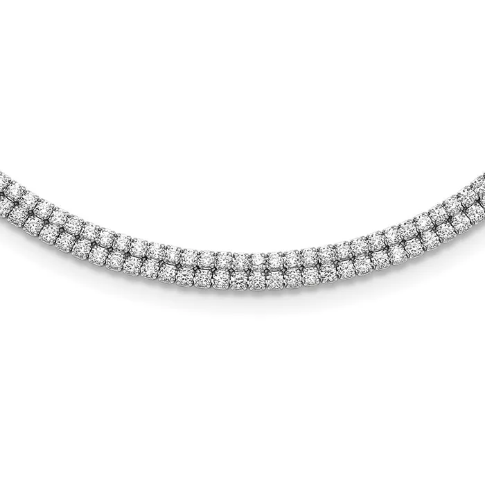 Necklaces WB Choice Jewelry Sterling Silver Rhodiumplated 2Row CZ w2in Ext NecklaceWBCQG493816 Necklaces WB Choice Jewelry Sterling Silver Rhodiumplated 2Row CZ w2in Ext NecklaceWBCQG493816
