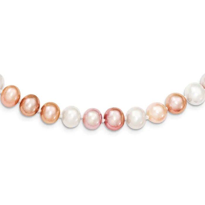 Necklaces WB Choice Jewelry Sterling Silver Rhodiumplated 89mm Multicolor FWC Pearl NecklaceWBCQH528918 Necklaces WB Choice Jewelry Sterling Silver Rhodiumplated 89mm Multicolor FWC Pearl NecklaceWBCQH528918