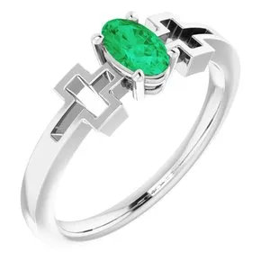 Platinum Chatham Created Emerald Solitaire Cross Youth Ring R43093647PSTWBC WB Choice Jewelry Rings Platinum Chatham Created Emerald Solitaire Cross Youth Ring R43093647PSTWBC WB Choice Jewelry Rings