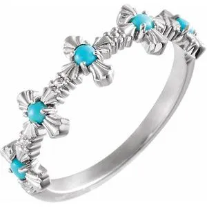 Platinum Turquoise Cross RingR43100603PSTWBC WB Choice Jewelry Rings