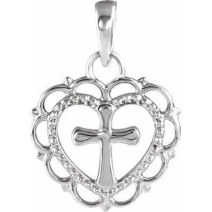 Platinum Youth Heart with Cross PendantR45398104PSTWBC WB Choice Jewelry Necklaces Platinum Youth Heart with Cross PendantR45398104PSTWBC WB Choice Jewelry Necklaces