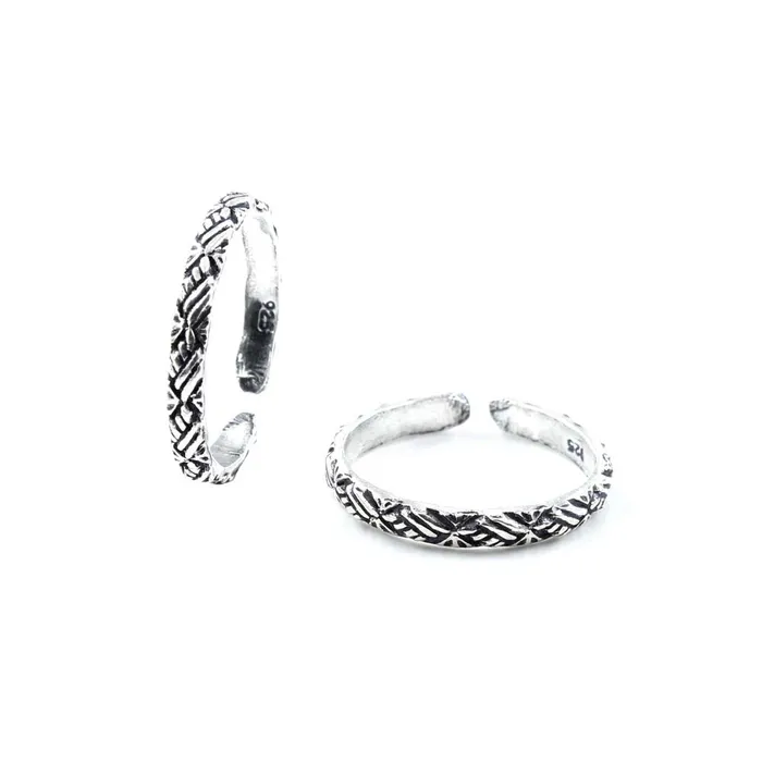 Real 925 Silver Oxidized Women foot toe rings band Pair Karizma Jewels Rings