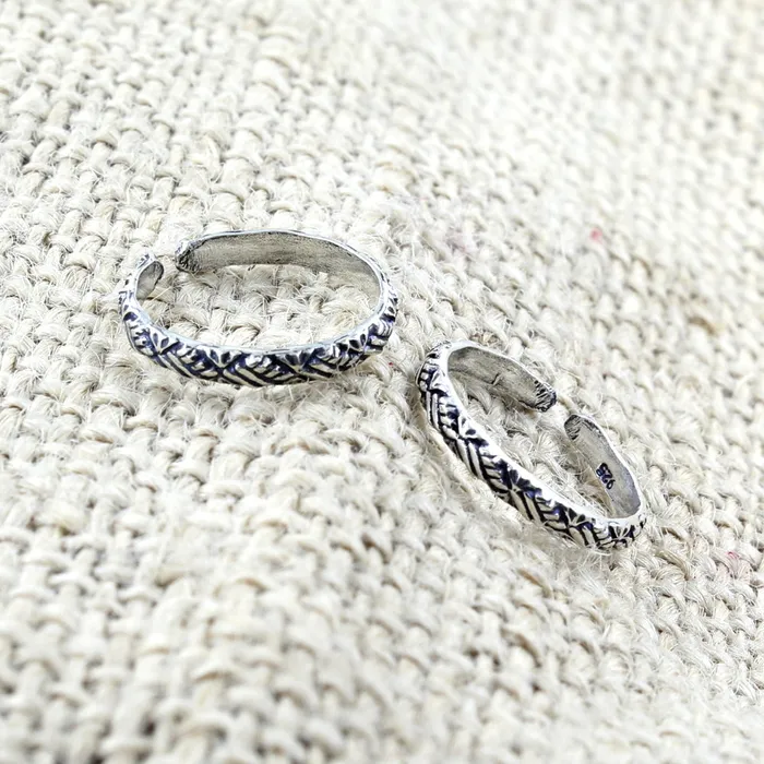 Real 925 Silver Oxidized Women foot toe rings band Pair Karizma Jewels Rings